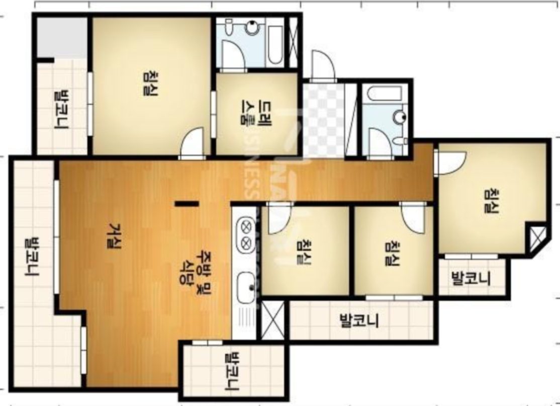부산 남천 코오롱하늘채 48평 리모델링 전 기존 평면도